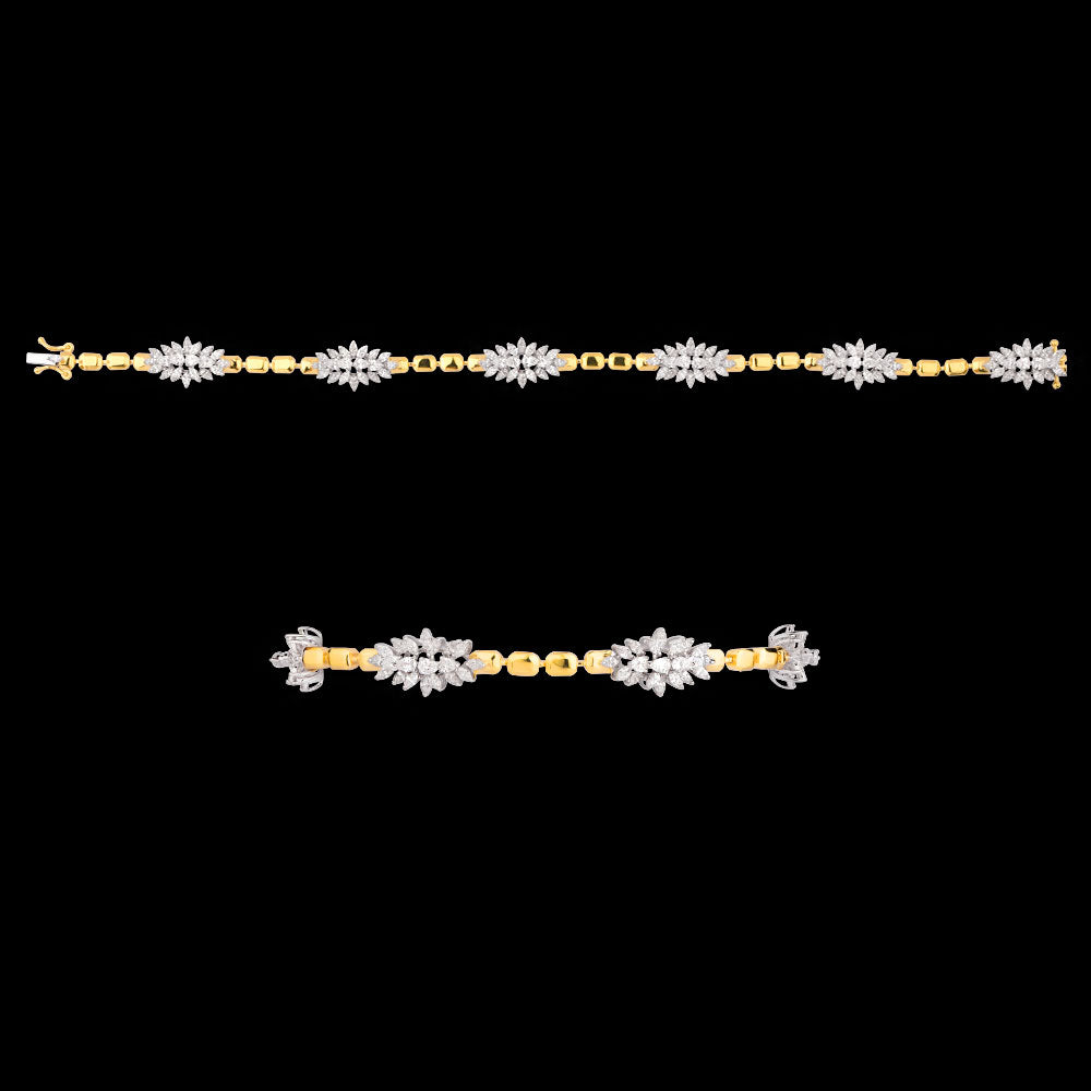 18K Two Tone Gold Diamond Bracelet - 3.15ct VVS-EF