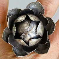 Antique 925 Sterling Silver Lotus Flower Ring