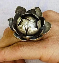 Antique 925 Sterling Silver Lotus Flower Ring