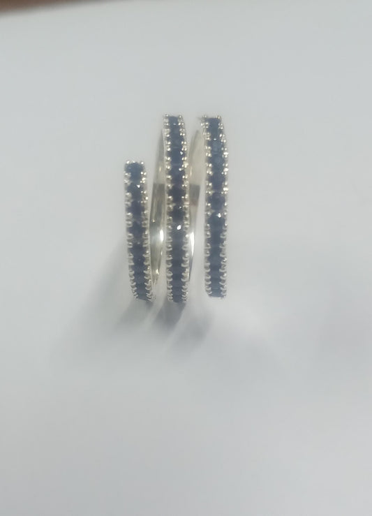 2 CT Round Cut Natural Blue Sapphire 14k Gold Over 925 Sterling Silver Three Row Spiral Band Ring