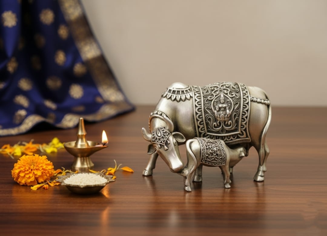 Silver cow statue