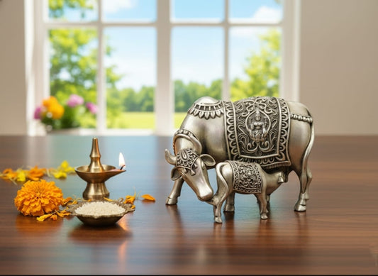 Silver cow statue