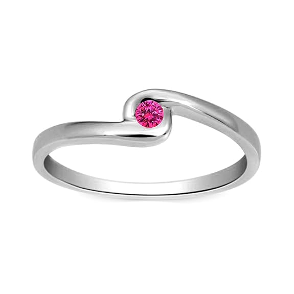 1.50 Ct Round Cut Pink Sapphire14K White Gold Plated on 925 Sterling Bypass Solitaire Ring For Women
