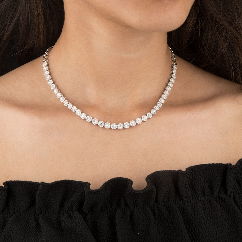 18K White Gold Diamond Necklace - 4.68ct VS-GH