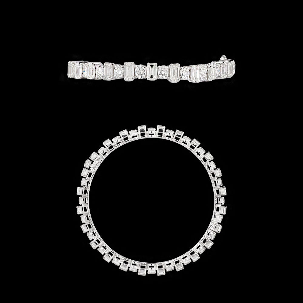 18K White Gold Diamond Bangle - 19.751ct VVS-VS-GH