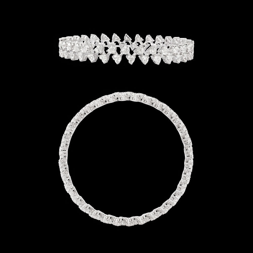 18K White Gold Diamond Bangle - 12.56ct VVS-FG