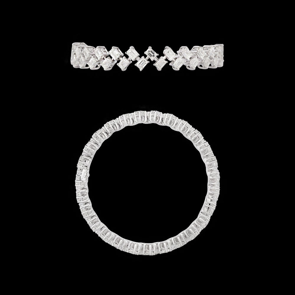 18K White Gold Diamond Bangle - 16.18ct VVS-VS-GH