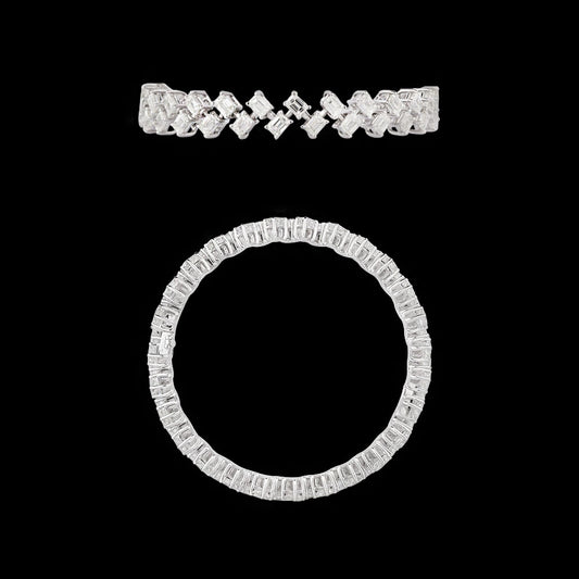18K White Gold Diamond Bangle - 16.18ct VVS-VS-GH