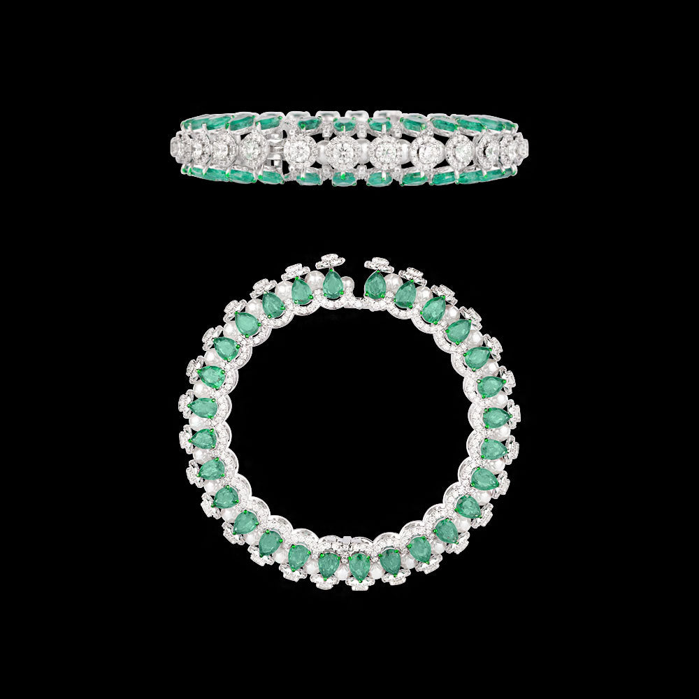18K White Gold Diamond Bangle - 16.674ct VVS-VS-HI with Colour Stones