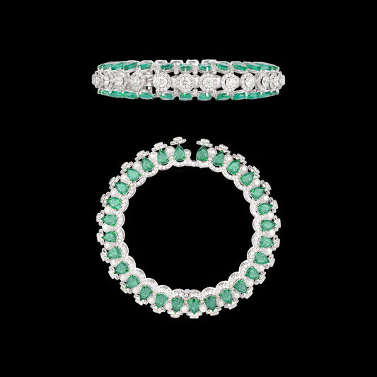 18K White Gold Diamond Bangle - 16.674ct VVS-VS-HI with Colour Stones