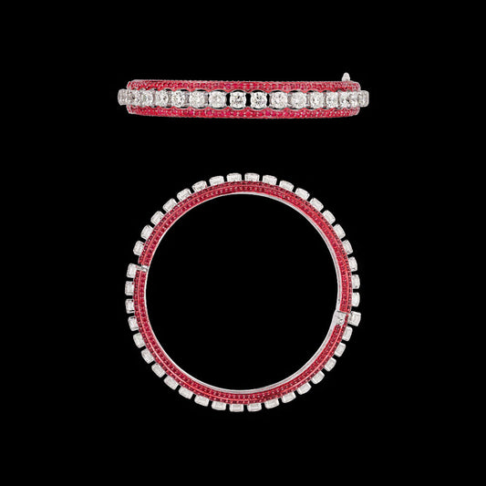 18K White Gold Diamond Bangle - 12.094ct VVS-VS-HI with Colour Stones