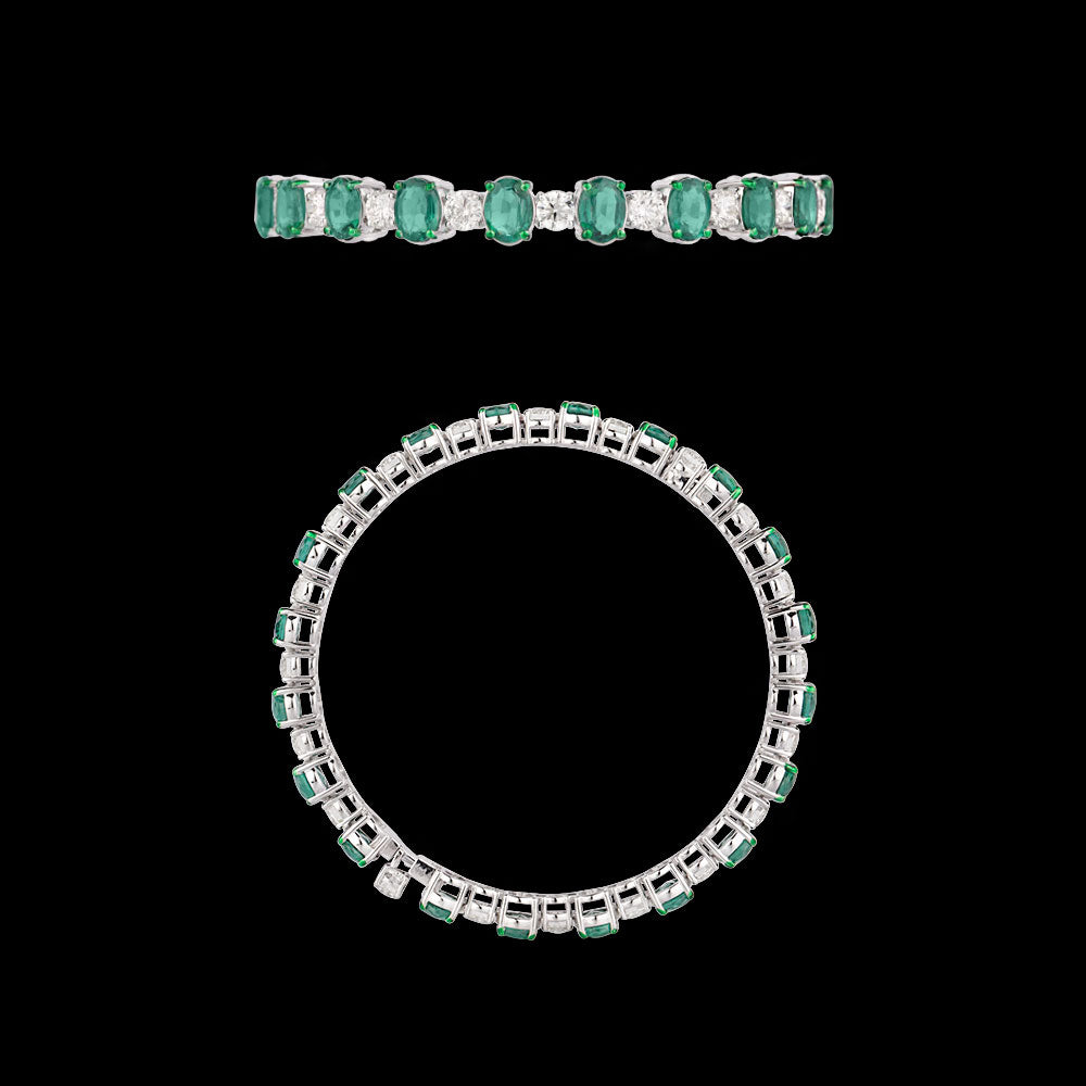 18K White Gold Diamond Bangle - 5.96ct VVS-VS-HI with Colour Stones