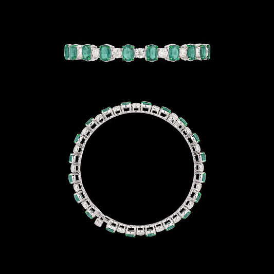 18K White Gold Diamond Bangle - 5.96ct VVS-VS-HI with Colour Stones