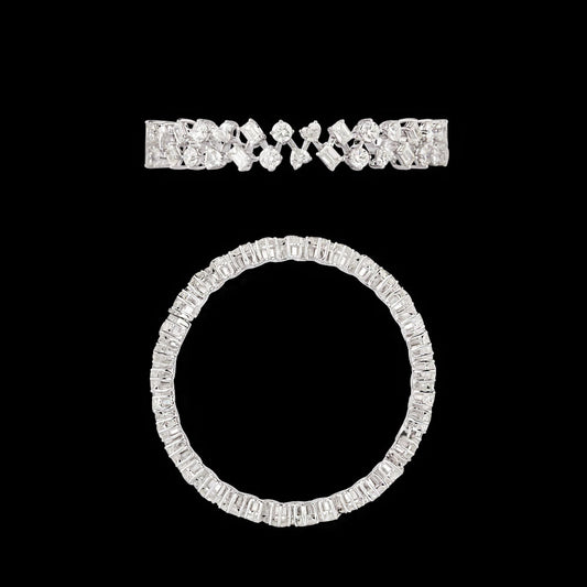 18K White Gold Diamond Bangle - 18.407ct VVS-VS-GH