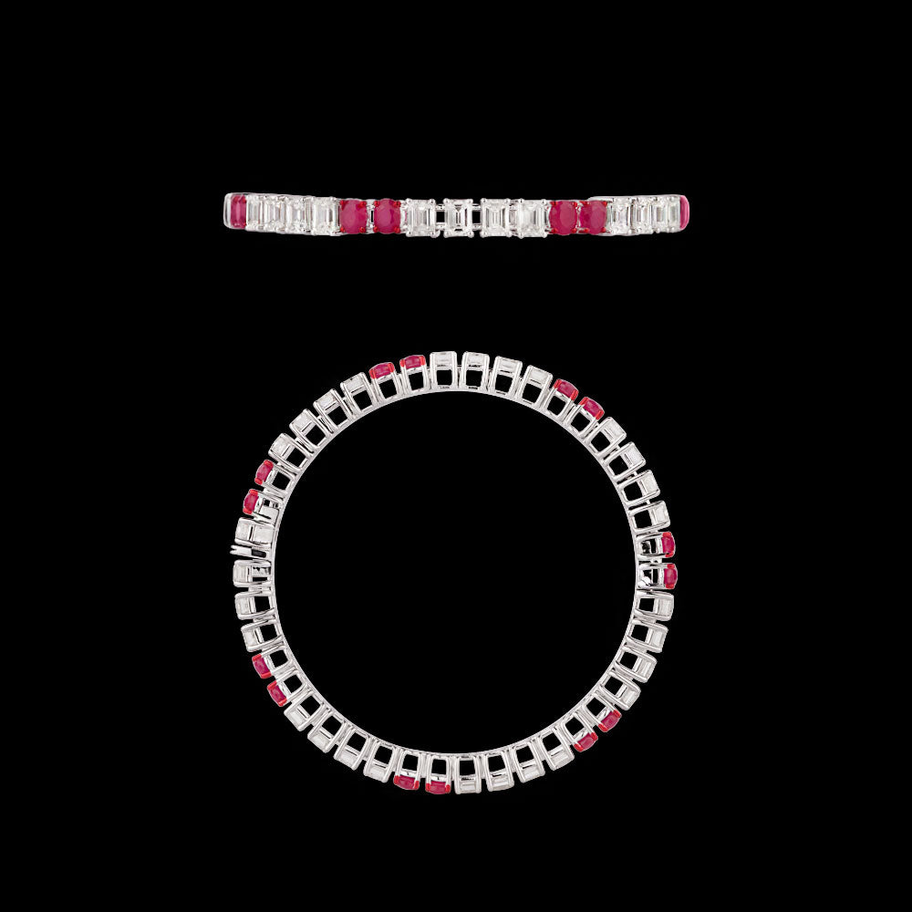 18K White Gold Diamond Bangle - 13.317ct VVS-VS-GH with Colour Stones