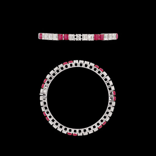 18K White Gold Diamond Bangle - 13.317ct VVS-VS-GH with Colour Stones