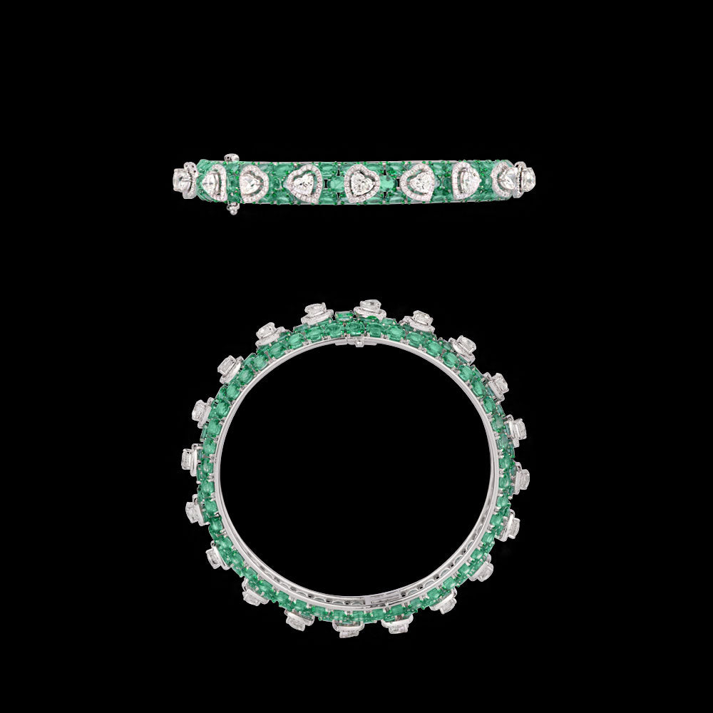 18K White Gold Diamond Bangle - 6.191ct VVS-VS-FG with Colour Stones