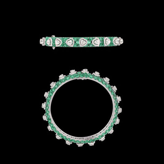 18K White Gold Diamond Bangle - 6.191ct VVS-VS-FG with Colour Stones