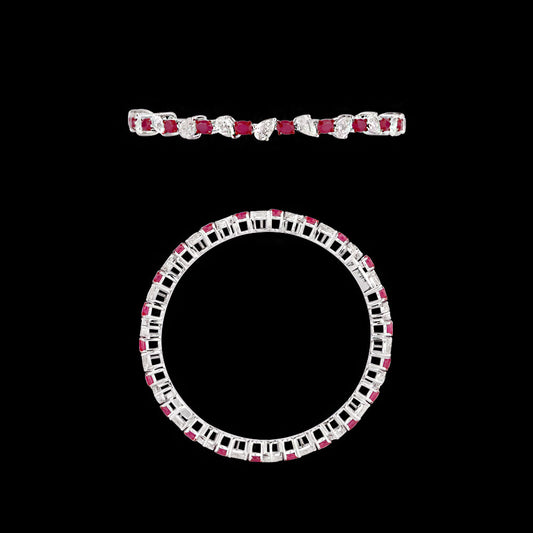 18K White Gold Diamond Bangle - 6.79ct VVS-VS-IJ with Colour Stones