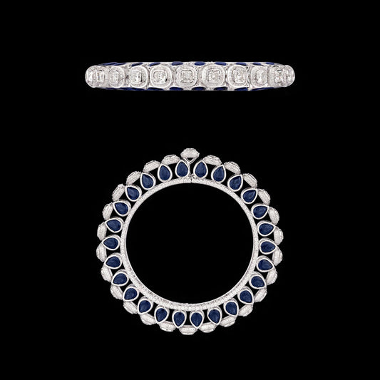 18K White Gold Diamond Bangle - 22.94ct VS-SI-FG with Colour Stones
