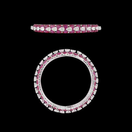 18K White Gold Diamond Bangle - 10.257ct VS-SI-IJ with Colour Stones