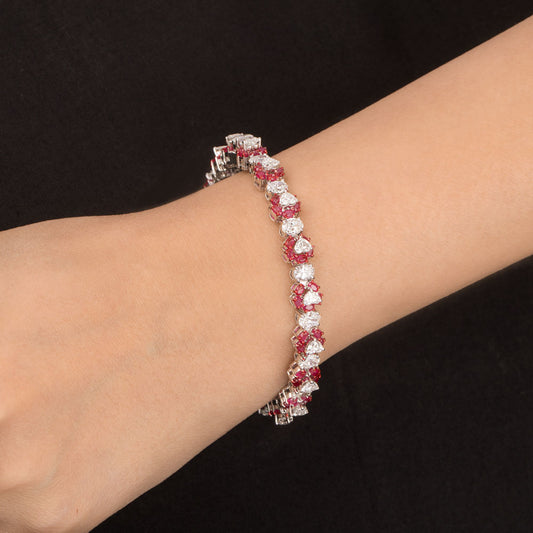 14K White Gold Diamond Bangle - 9.144ct VVS-VS-GH with Colour Stones