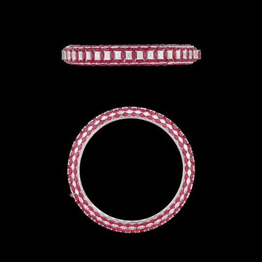14K White Gold Diamond Bangle - 13.452ct VVS-VS-HI with Colour Stones