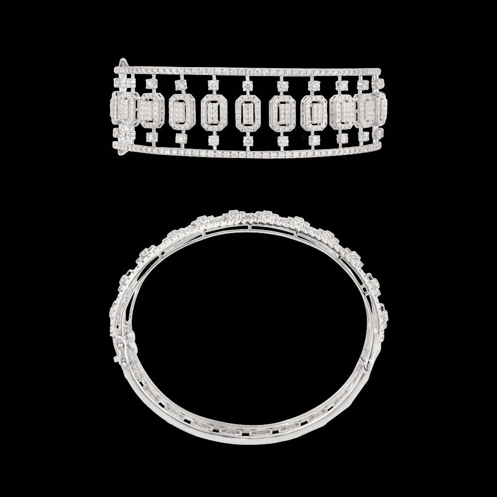 14K White Gold Diamond Kada - 3.126ct SI-IJ