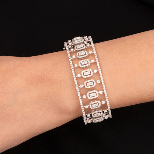 14K White Gold Diamond Kada - 3.126ct SI-IJ