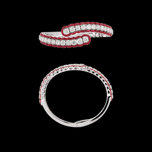 18K White Gold Diamond Kada - 8.477ct VVS-VS-HI with Colour Stones