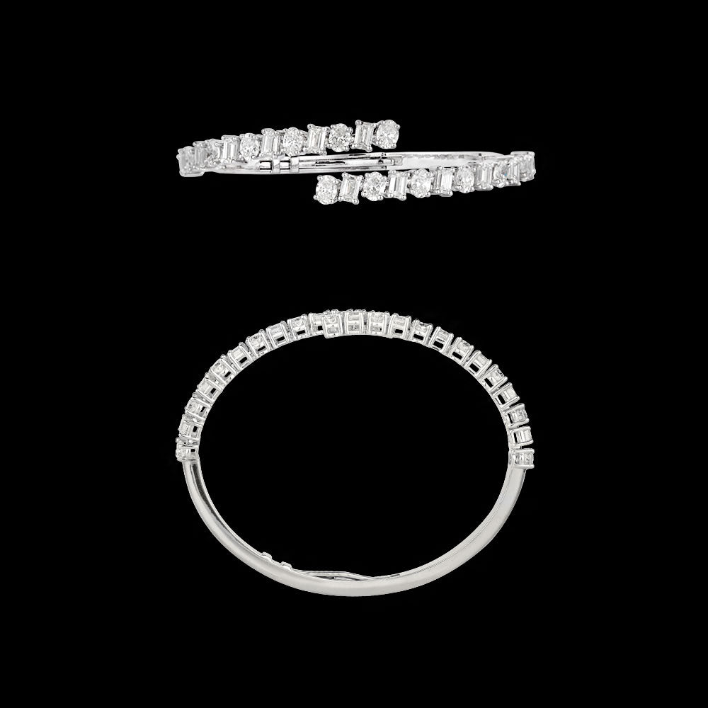 14K White Gold Diamond Kada - 8.027ct VVS-VS-GH