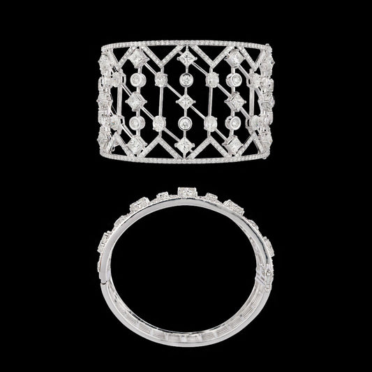 14K White Gold Diamond Kada - 17.005ct VS-SI-GH