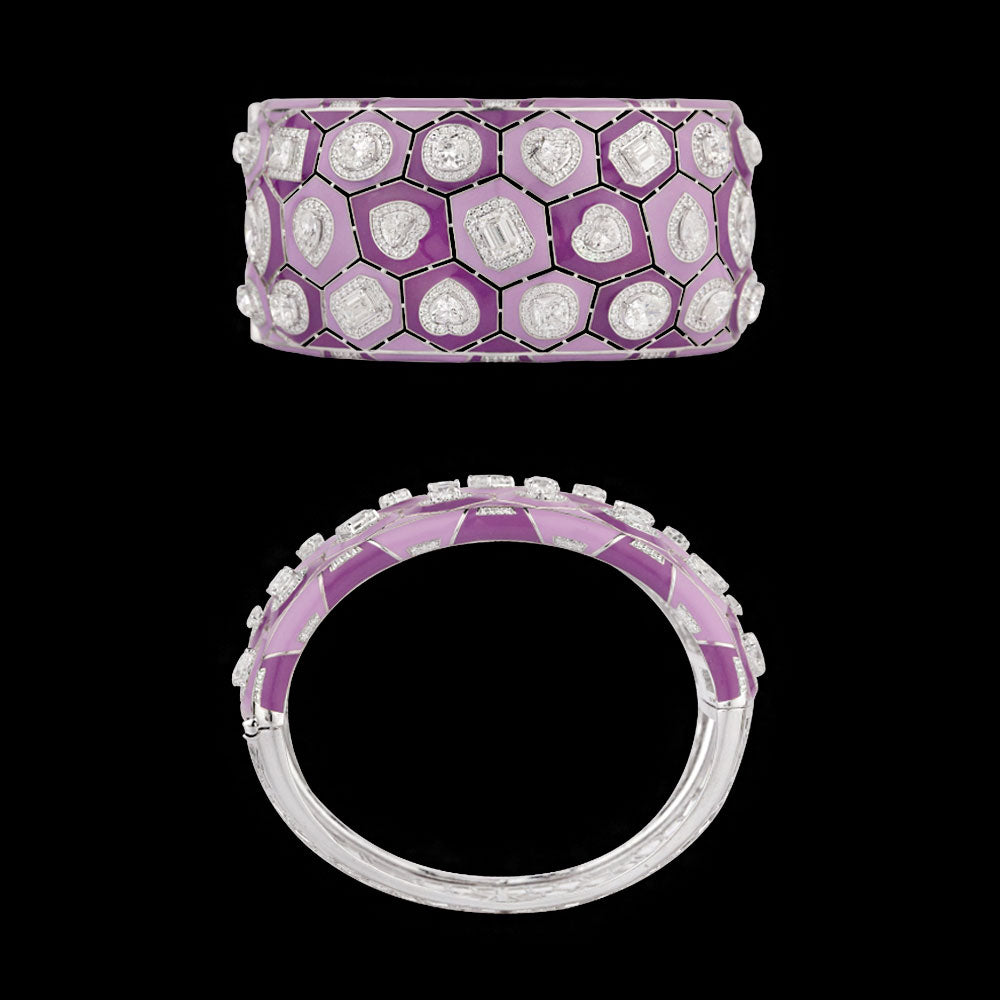 14K White Gold Diamond Kada - 11.715ct VVS-VS-GH