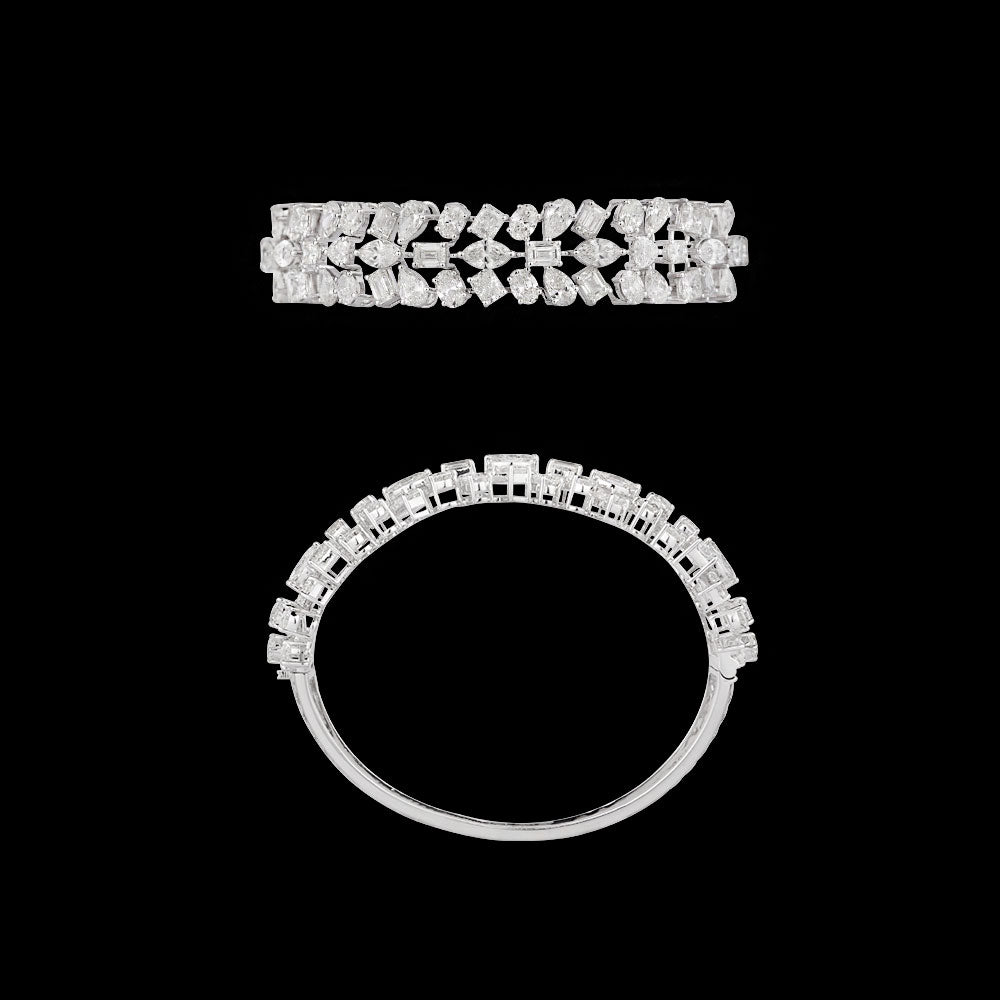 14K White Gold Diamond Kada - 16.735ct VVS-VS-HI