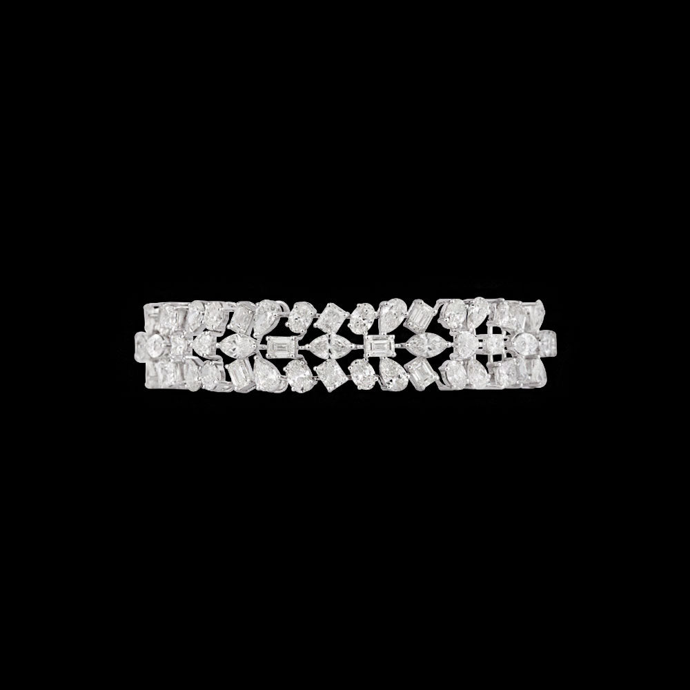 14K White Gold Diamond Kada - 16.735ct VVS-VS-HI