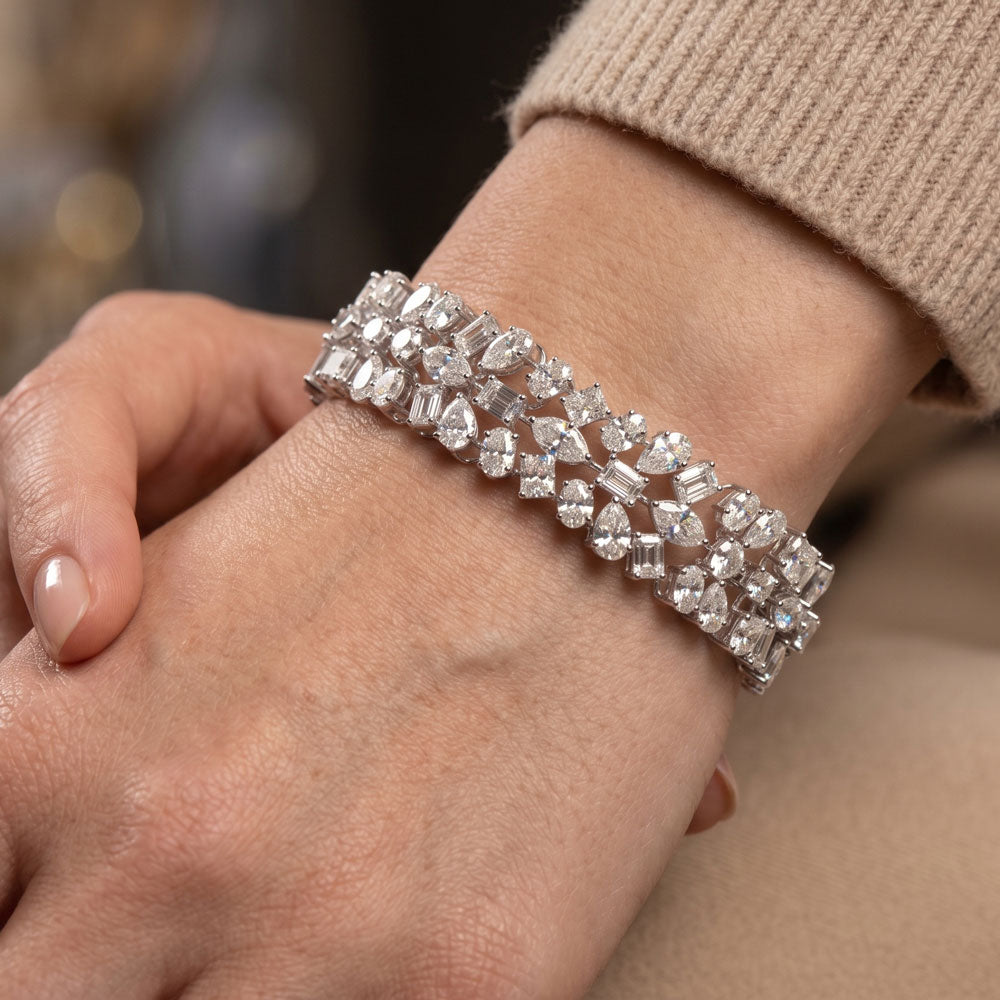 14K White Gold Diamond Kada - 16.735ct VVS-VS-HI