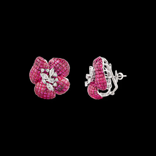 18K White Gold Diamond Earrings - 3.767ct VS-SI-GH with Colour Stones