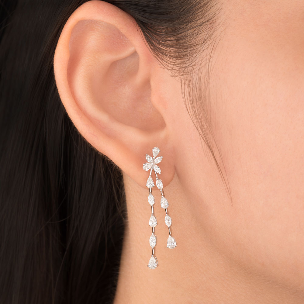 18K White Gold Diamond Earrings - 1.858ct VVS-VS-HI