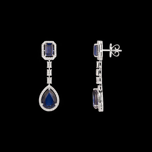 18K White Gold Diamond Earrings - 2.758ct VVS-VS-HI with Colour Stones