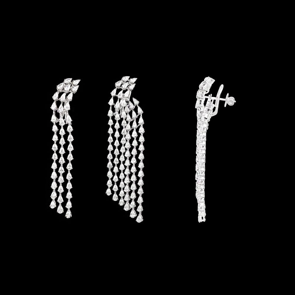 18K White Gold Diamond Earrings - 12.449ct VVS-EF