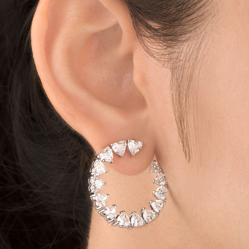 18K White Gold Diamond Earrings - 7.078ct VVS-FG