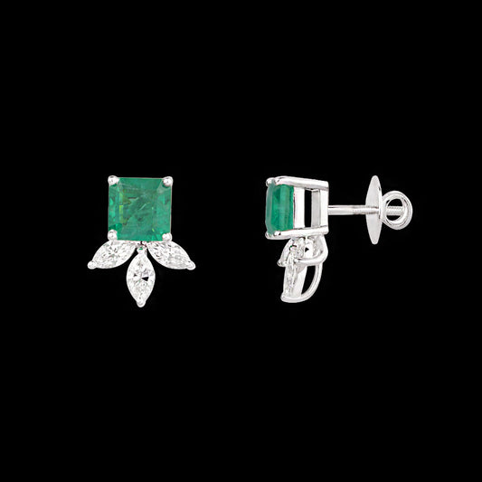 18K White Gold Diamond Earrings - 1.21ct VVS-VS-HI with Colour Stones