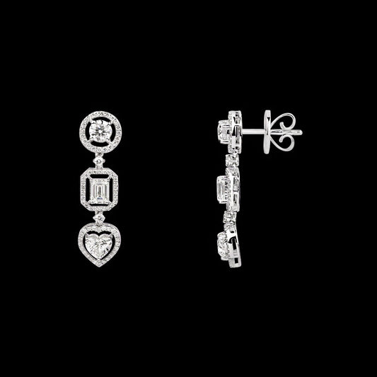 18K White Gold Diamond Earrings - 3.717ct VS-SI-GH