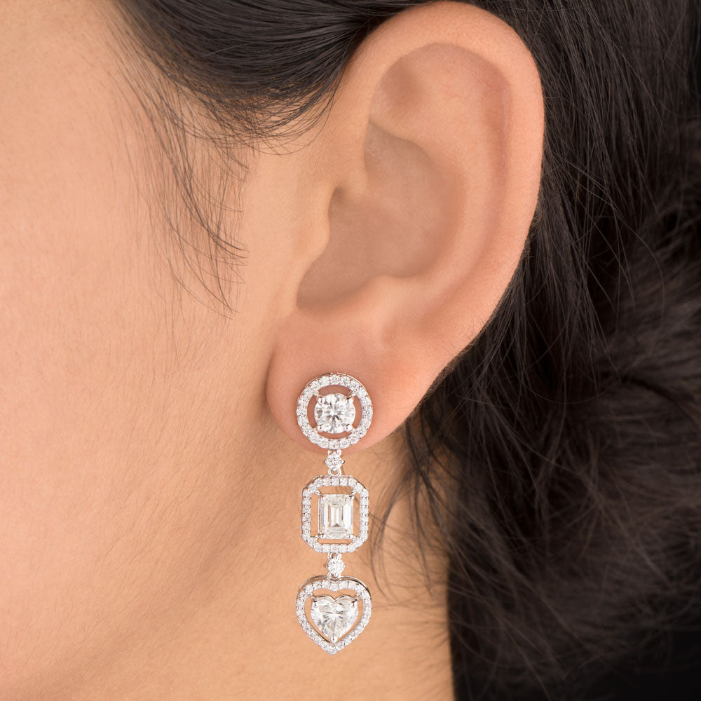 18K White Gold Diamond Earrings - 3.717ct VS-SI-GH