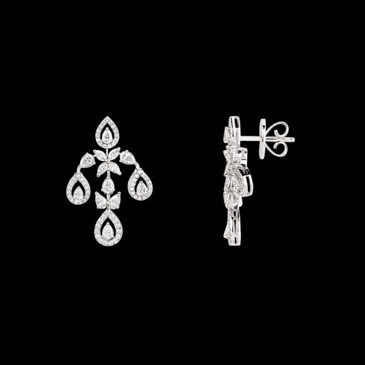 18K White Gold Diamond Earrings - 2.724ct VVS-VS-GH