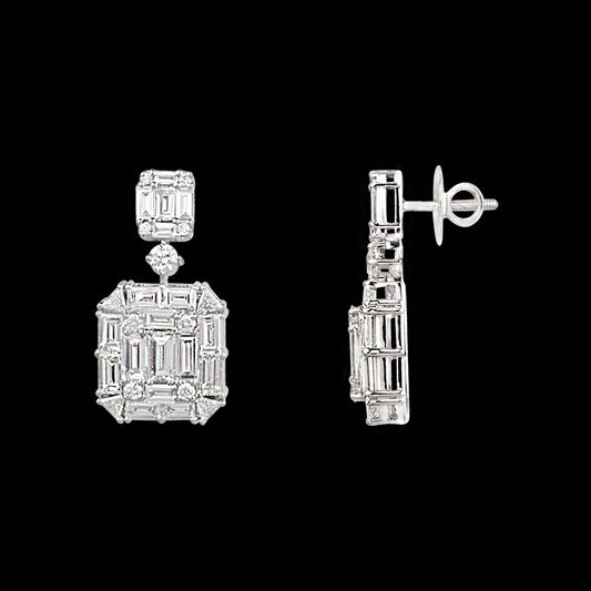 18K White Gold Diamond Earrings - 4.854ct VS-GH