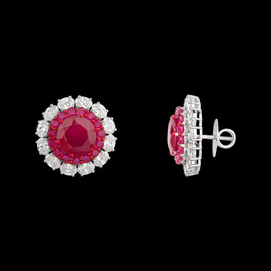 18K White Gold Diamond Earrings - 4.707ct VVS-VS-GH with Colour Stones