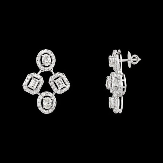 18K White Gold Diamond Earrings - 5.1ct VVS-VS-HI