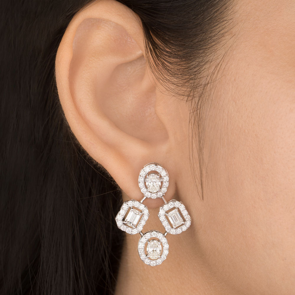 18K White Gold Diamond Earrings - 5.1ct VVS-VS-HI