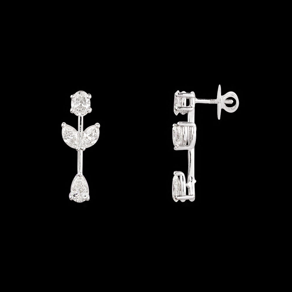 18K White Gold Diamond Earrings - 2.72ct VVS-VS-HI